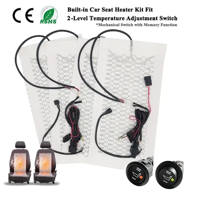 Built-in Car Seat Heater Fit 2 Seats 12V Carbon Fiber Seat Heating Pad High/low Temperature