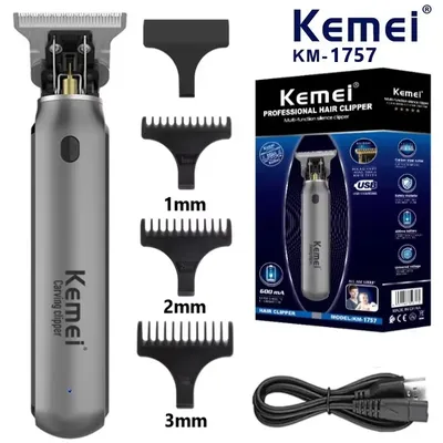 KEMEI Electric T9 Hair Clipper Men's Hair Cutting Machine Professional Engravable Trimmer Rechargeable Oil Head Trimmer KM-1757
