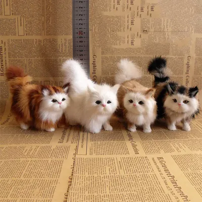 Cute Simulation Cat Plush Toys Soft Stuffed Kitten Model Fake Cat Realist Animals For Kids Girls