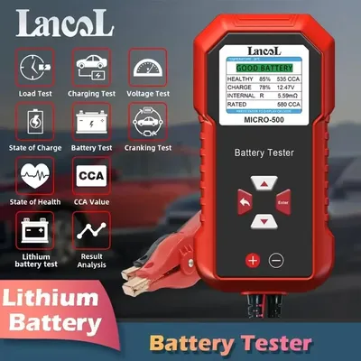 Lancol Micro 500 12V Car Battery Tester 40-3000 CCA Lithium Battery Test Lead Acid Battery Analyzer
