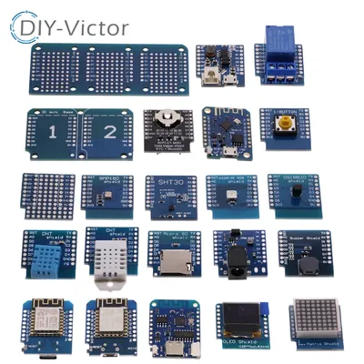 ESP8266 D1 Mini Pro V3.0 Wifi Development Board Nodeu WS2812 RGB DHT11 DHT22 AM2302 Relay DS18B20
