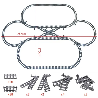 City Trains Bridge Flexible Switch Railway Tracks Rails Manual Level Crossing Forked Straight Curved