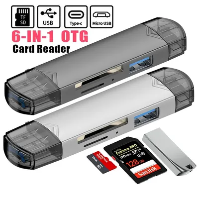 OTG Type C SD TF Card Reader 6 in 1 USB 3.0 Micro USB Flash Drive Adapter 5Gbps High Speed Transfer