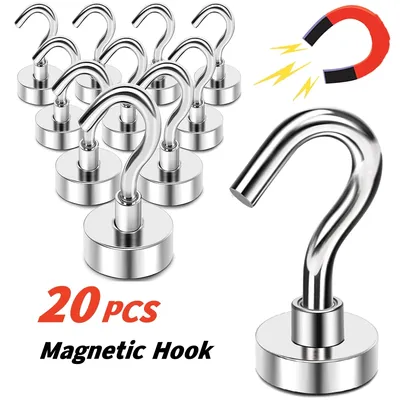 20PCS Strong Magnetic Hooks Multi-Purpose Storage Hooks Home Kitchen Bar Storage Hooks Key Storage