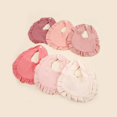 Hot Sale Children Bib Set Cotton Muslin Toddler Baby Comfort Saliva Color Dorp Shape Towel Solid