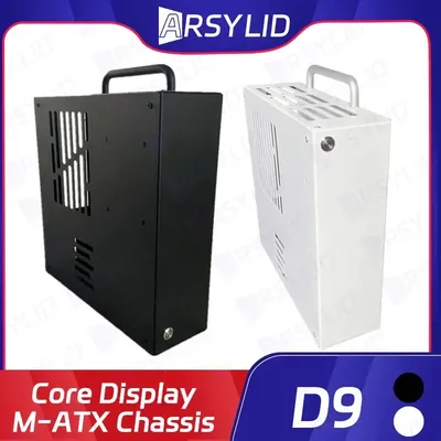 ARSYLID D9 M-ATX Computer Case 5.3L Smaller Mini Core Display Form Factor Chassis 63mm Radiator Flex PSU