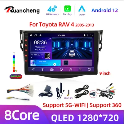 9" Android 13 Car Radio For Toyota RAV4 Rav 4 2005-2013 Multimedia Player 2Din Carplay DSP Navigation GPS 4G Net WIFI stereo DVD