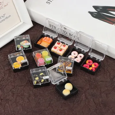 1Box Dollhouse Miniature Doughnuts Cake Dessert Model Miniature Food Scene Model DIY Doll House Decor Accessories29*29*20mm