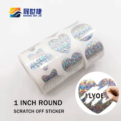 Shengshijie Iinch(25mm) Round Scratch off Sticker label 300pcs/rolls Laser sticker Star Shape For