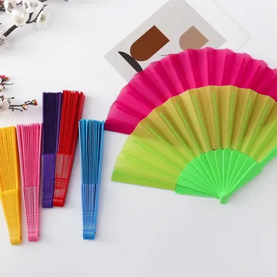Plastic Bone Fan Chinese Style Dance Fan Pure Color Taichi Plain Morning Exercise Craft NEW Vintage