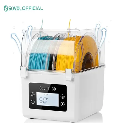 Sovol 2 Rolls Filament Dehydrator Spool Holder Filaments Dry Box for 1.75mm, 2.85mm ABS PLA PETG TPU FDM Material 3D Printer