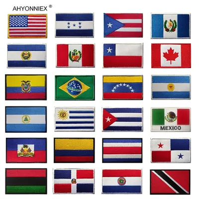 AHYONNIEX 1PC 3D USA Canada Brazil Mexico Chile North And South America Country Flag Patches Armband
