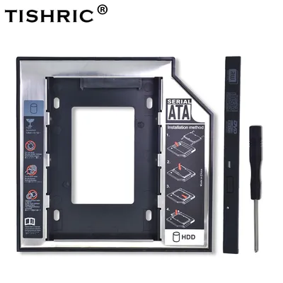TISHRIC Plastic Aluminum Universal 9.5/12.7mm SATA 3.0 2nd HDD Caddy 2.5" SSD CD DVD to HDD Case