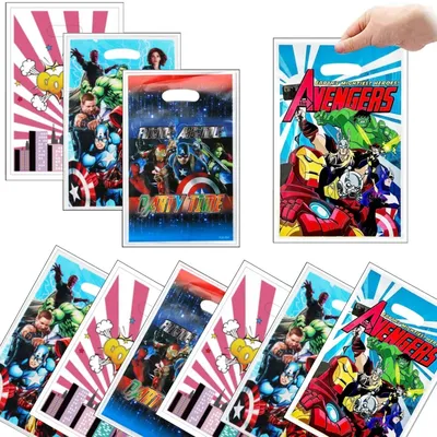 The Avengers Gift Bags SuperHero Plastic Candy Treat Bag Party Decorations For Kids Boy Birthday