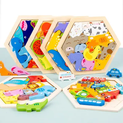 Baby toy Wooden jigsaw Puzzle Creative 3D Puzzle for Children's Intelligence Development Ealy
