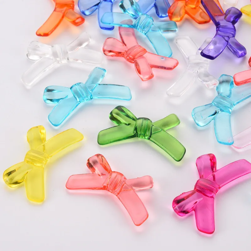 50 pc Transparent Acrylic Beads Bowknot Mixed Color 20x34x5.5mm Hole: 1.8m