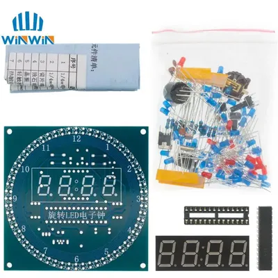 DIY Rotating Digital LED Display Module Alarm Electronic Digital Clock Kit 51 SCM Learning Board 5V
