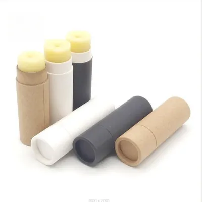 100pcs Eco Friendly Cardboard Tube Lip Balm Container Kraft Biodegradable Paper Cosmetic Push Up
