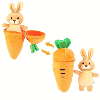 28cm Easter Plush Carrot Bunny Stuffed Surprise Zip Up Rabbit Hideaway Inspired Gift Birthday Decor