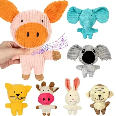 Plush Dog Toy for Small Medium Pets Funny Interactive Squeaky Toys Cow/Pig Shape Stuffed Dog Chew