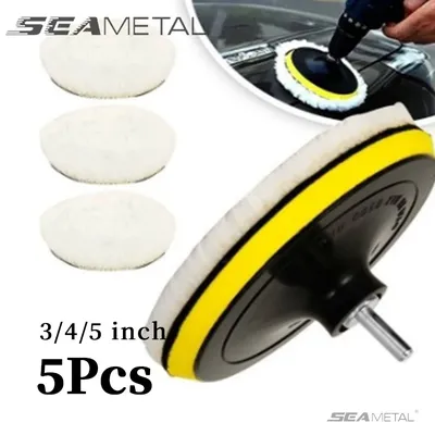 SEAMETAL 5pcs Car Polish Pad Polishing Discs Kit Auto Body Paint Care Polisher Soft Wool Waxing Sponge Machine Clean Accessories