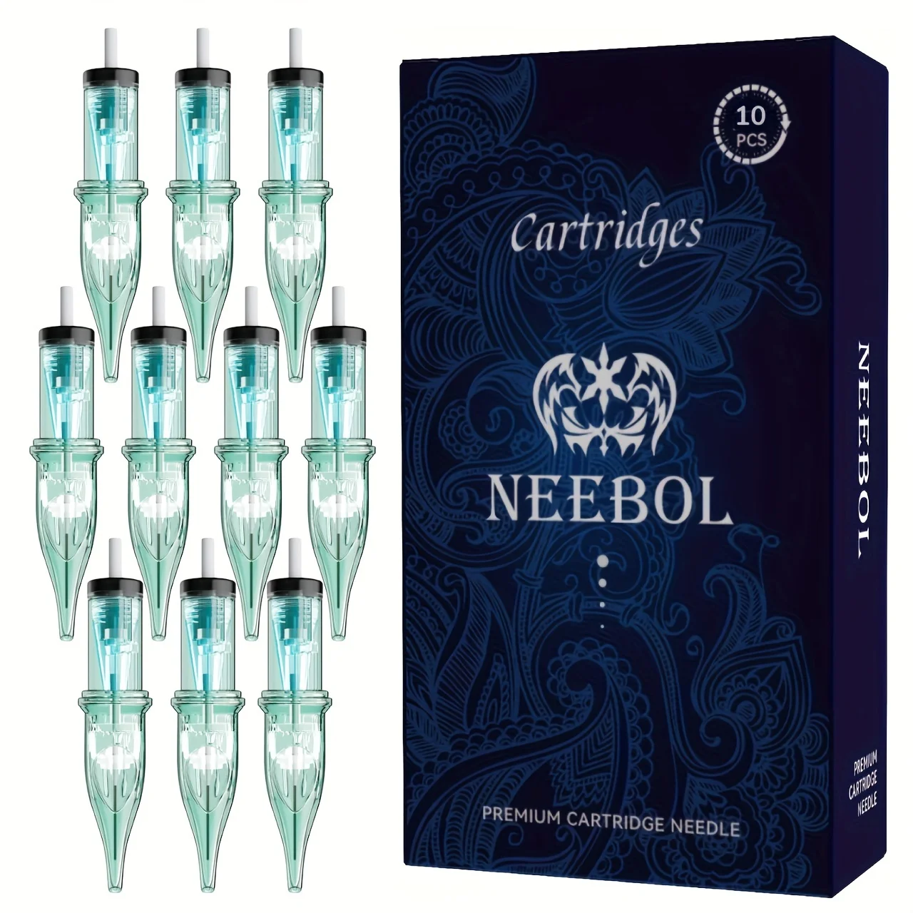 10Pcs Neebol Second Generation Tattoo Cartridge Needles, Membrane Professional Disposable Cartridge Needles#12 Standard 10 Pack