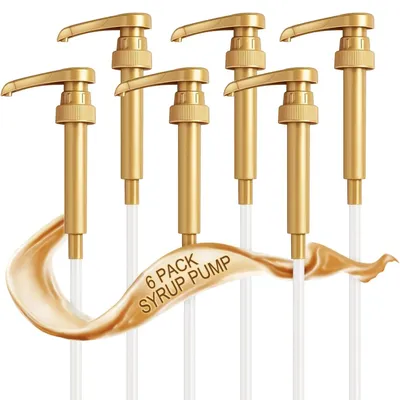Leeseph Syrup Pump Coffee Syrup Pump Dispenser Gold Syrup Pump for 750ml/ 25.4oz Syrup Bottle Syrup