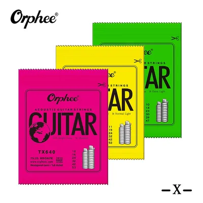 Orphee Acoustic Guitar String 6Pcs/Set Hexagonal Core Full Bright Tone Folk Guitar String TX620