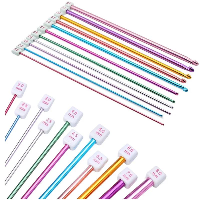 11 Size Tunisian Afghan Crochet Hooks Multicolor Aluminum Knitting Needles Hook Multicolour 2 - 8 mm