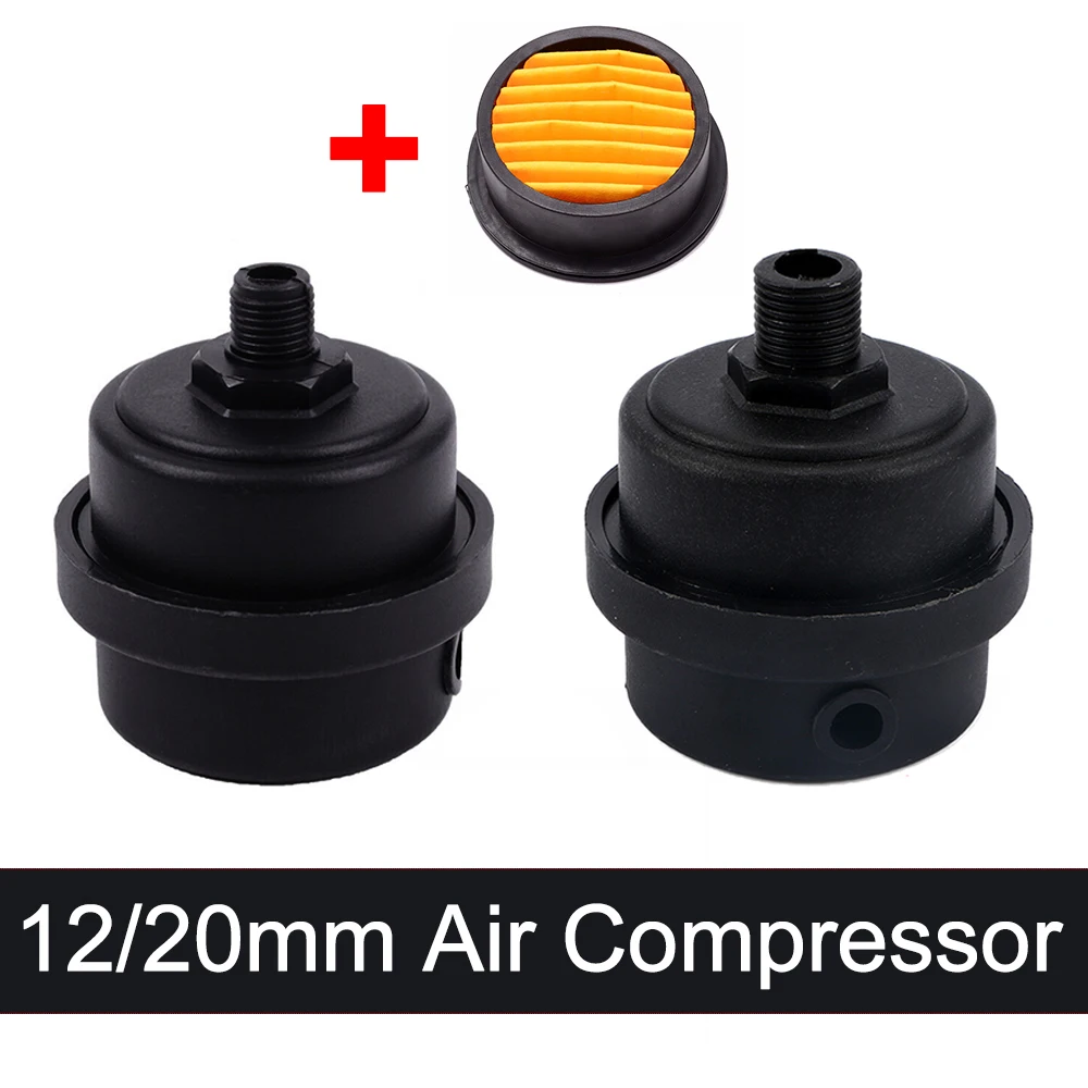 12mm/20mm Air Compressor Muffler 1/2'' 1/4'' Thread Air Filter Parts Metal Air Compressor Intake Filter Noise Muffler Silencers