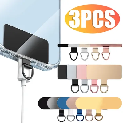 3PCS Universal Stainless Steel Phone Lanyard Patch Card Sturdy Anti-Lost Metal Ultra Thin