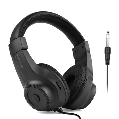 Wired Stereo Monitor Headphones Over-ear Headset with 50mm Driver 6.5mm Plug for Recording