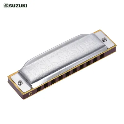 SUZUKI Folkmaster Blues Harmonica Standard Key of C A B E F G Key 10-Hole 20 Tones Diatonic Blues