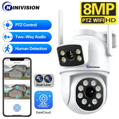 EseeCloud 8MP 4K Dual Lens WiFi Pan-Tilt 360° View Two Way Audio Full Color And Infrared Outdoor
