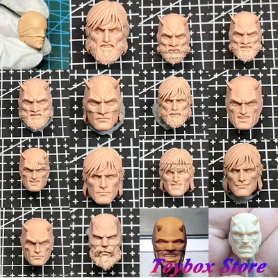 Comic Version 1/12 Scale Unpainted Daredevil Head Sculpture White Model for 6'' SHF Mafex ML Mezco McFarlane Action Figure Body