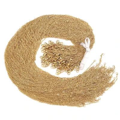 100pcs Wholesale Stainless Steel Plated 18K Gold Link Cable Chain Lobster Clasp DIY Jewelry