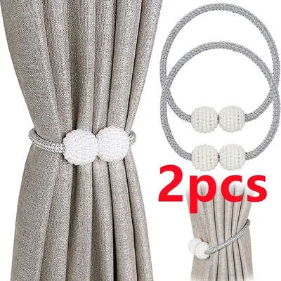 2PCS Pearl Magnetic Curtain Clip Curtain Holders Tie Back Buckle Clips Hanging Ball Buckle Tie Back