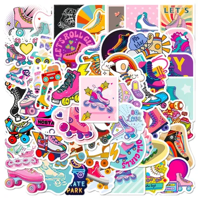 10/50pcs Cool Roller Skates Cartoon Stickers Aesthetic DIY Skateboard Car Bike Phone Luggage