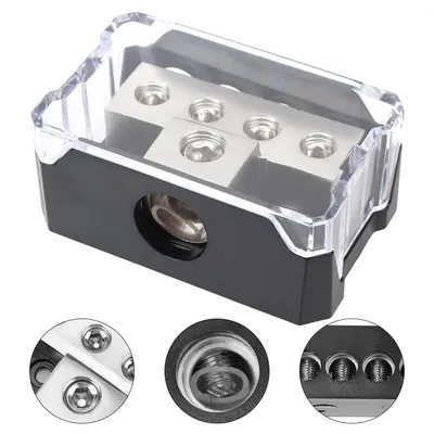 Auto Junction Box for Car Audio Stereo Amplifier 4GA Out Distribution Blocks Multi-functional 4 Way