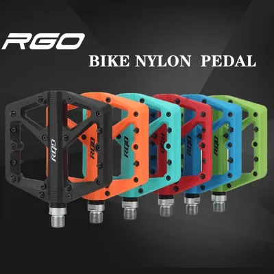 RGO Bicycle Pedals Mtb Nylon Platform Footrest Flat Mountain Bike Paddle Grip Pedalen Bearings