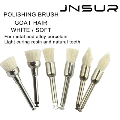 5pcs/pack Goat Hair Dental Polisher Resin Natural / Ceramic Teeth Soft Polishing Brush For Low-Speed Handpiece Dental Material