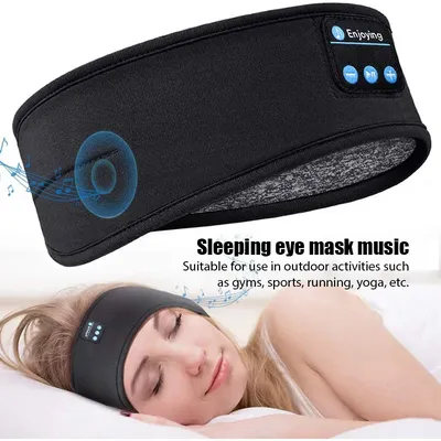 Wireless Bluetooth Headset Elastic Sports Headband Over the Ear Hairband Earbuds Music Sleeping Eye