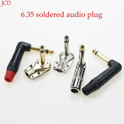 1 Piece 6.35 mm 1/4 inch 2 Pole Stereo Jack Right Angle 90 TRS Male Plug Microphone Audio for Guitar