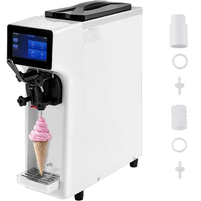 Commercial Ice Cream Maker, 10-20L/H Yield, 1000W Countertop Soft Serve Machine with 4.5L Hopper