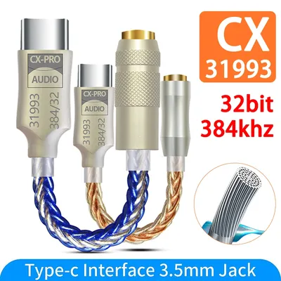 CX31993 HiFi USB DAC Type C To 3.5mm Headphone Amplifier Digital Audio Decoder IEM AMP Mobile Phone