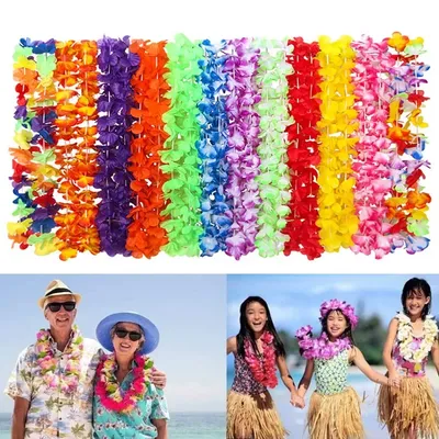 12/50 PCE Hawaiian style Party Necklace Garland Decorations Beach Performance Garlands