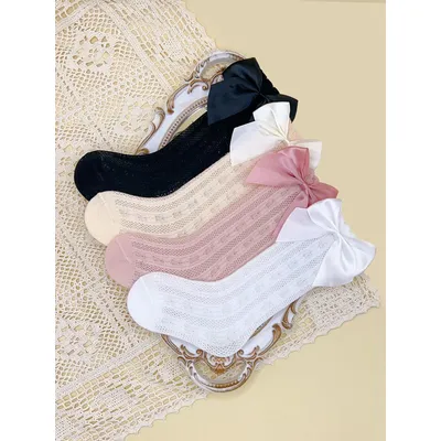 4pairs Baby Girl Bow Decor Anti-Mosquio Socks