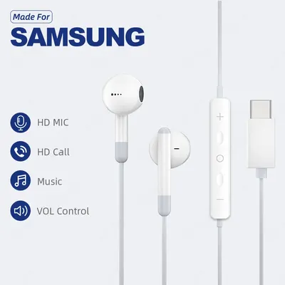 Type C 3.5mm Headset Stereo Music Earbud Wired Headphones With Mic DAC Chip For Samsung Galaxy S23