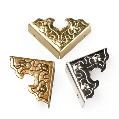 10Pcs/set 25mm Antique Furniture Metal Crafts Jewelry Box Corner Foot Wooden Case Corner Protector Decorative Corner