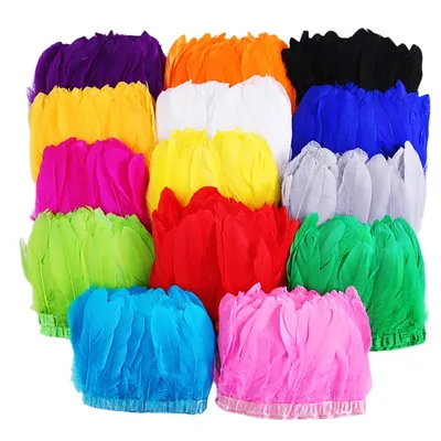 2 yard Goose Feathers Trim Wedding Party Decoration 15-20cm Fringes Clothes Macrame Feather DIY